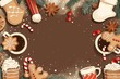 Minimalist Christmas Theme with Geometric Stockings, Gingerbread, and Hot Cocoa Border

