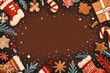 Minimalist Christmas Theme with Geometric Stockings, Gingerbread, and Hot Cocoa Border

