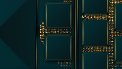 Wall Mural - Elegant deep green background with golden elements.