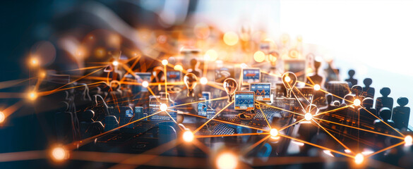 Poster - innovative global business network - technology, data exchange, social connection, hr recruitment, t