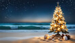 Beautiful beach christmas tree with copy space