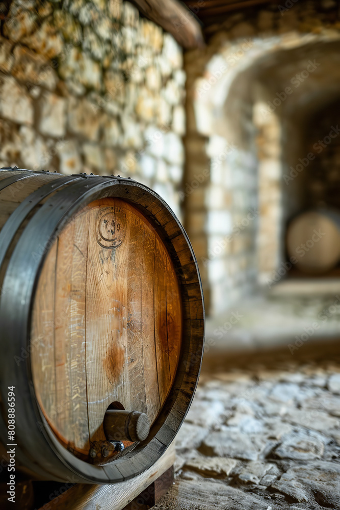 Picture of Classic French Wine Cellar with Traditional Wooden Barrels Stock Photo ...