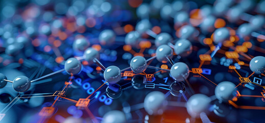 Aufkleber - Chemical structure stock up and down chart, coins, money. Generative AI.