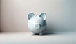 a pastel silver piggy bank in a minimalist style