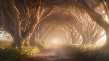 Picture An Ethereal Morning Scene Where A Natural Tunnel Created By Cypress Trees Near Point Appears Almost Otherworldly. T