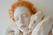 Charismatic albino girl with red hair and a snake