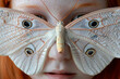 Charismatic albino girl with red hair and a butterfly on her face