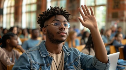 Poster - Student Raising Hand in Lecture