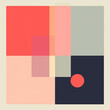 this poster depicts an abstract geometric artwork in different shades of red, orange, yellow