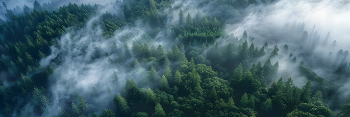 Wall Mural - Mystical Autumn Fog in Black Forest, 