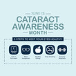 © Waseem Ali Khan - Cataract awareness month is observed every year in June, it is a dense, cloudy area that forms in the lens of the eye. Vector illustration.