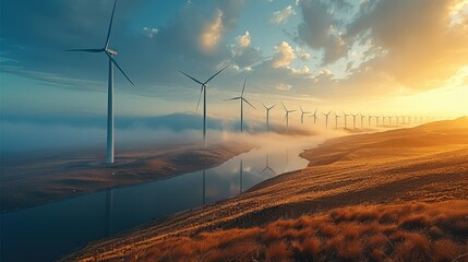 Poster - Renewable energy harnesses the natural forces of the Earth, like sunlight, wind, and water, to generate electricity. Generative AI.
