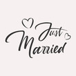 Just married greeting lettering card