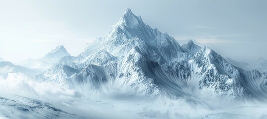 Wall Mural - Frozen snow mountains landscape. Nature panoramic background. Generative AI technology.	
