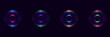 Set of neon light circles. The effect of shine and glare. Light frames and lines.