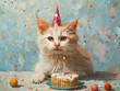 birthday cat, Celebratory cat with party hat and balloons
