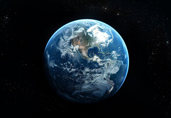 Aufkleber - Earth taken from space, with a black background. Generative AI.
