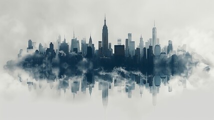 Wall Mural - a city skyline with a lot of smoke coming out of it