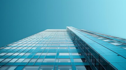 Wall Mural - a tall building with a blue glass facade