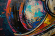 Colorful abstract painting of an astronaut helmet in vivid hues