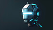 Futuristic robot head design on dark minimalist background