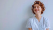 Smiling female Nurse portrait on isolated background - ai generative