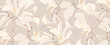 Luxury beige vector wide floral background.