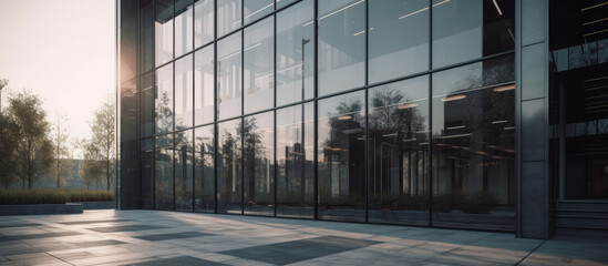 Wall Mural - Modern office building with a glass facade. Modern city architecture, background. Business center in the city