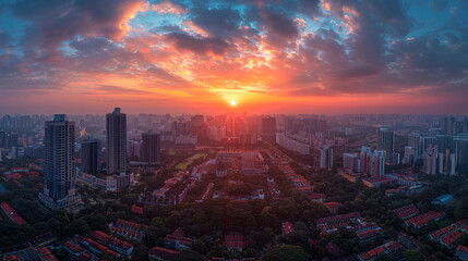 Wall Mural - Breathtaking sunset over Singapore's dynamic cityscape