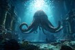 Ein übergroßer Oktopuss unter Wasser 