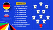 Germany Football team starting formation. 2024 football team lineup on filed football graphic for soccer starting lineup squad. vector illustration.