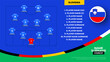 Slovenia Football team starting formation. 2024 football team lineup on filed football graphic for soccer starting lineup squad. vector illustration.