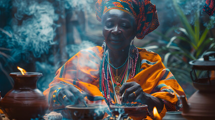 Canvas Print - Kenyan woman and tea 