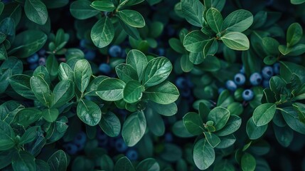 Canvas Print - Blueberry leaves. Generative AI