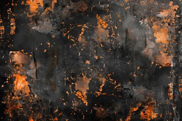 Wall Mural - grungy black and orange abstract texture with grainy noise and retro vibe