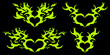 Trendy tribal hearts hand drawn illustration. Neotribal goth hearts design, print for T-shirts. Vector isolated on black background.