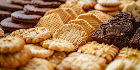 Wall Mural - Assortment of sweet cookies. Different types of sweet cookie background.