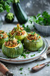 Round zucchini stuffed with meat and vegetables