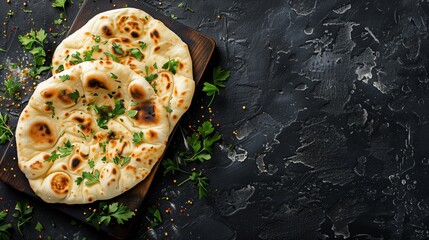 Wall Mural - Freshly baked flatbread, Focaccia on the condiment table