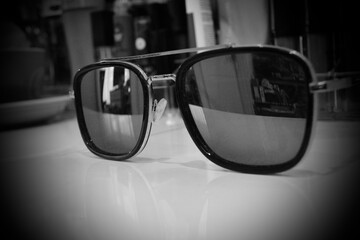 Black And White Photo Of A Sunglasses