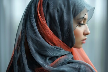 Poster - a grayscale image showcasing the elegant twists and forms of draped fabric with graceful shadows and