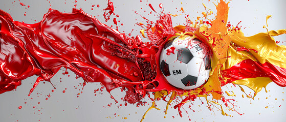 Wall Mural - em 2024 football soccer fever abstract artistic explosion with ball the countries meet wallpaper pos