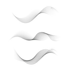 Poster - Set of dotted halftone waves. abstract liquid shapes waves, dotted wave line effect isolated on white background, Halftone graphic dots waves set