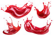 © Yeti Studio - Set of red splashes of a liquid similar to red berry jam, juice or punch, cut out