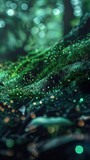 Fototapeta  - Microscopic fungal networks communicating through bioluminescent signals under forest soil