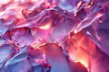 Poster - These abstract, digitally created crystals glow with an internal light, showcasing a range of vibrant hues and a sense of magical energy