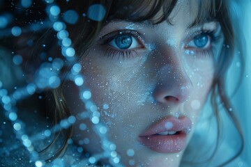 Poster - Detailed background with a deep blue color palette and sparkling bokeh lights effect