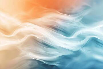 Wall Mural - trendy gradient blur background with white blue and orange waves vintage noise effect for design