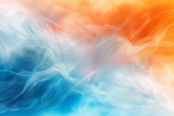 Wall Mural - trendy gradient blur background with white blue and orange waves vintage noise effect for design