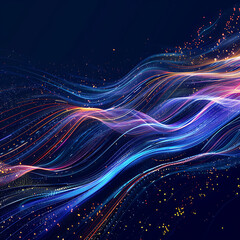 Poster - futuristic wave of musical particles. sound data.